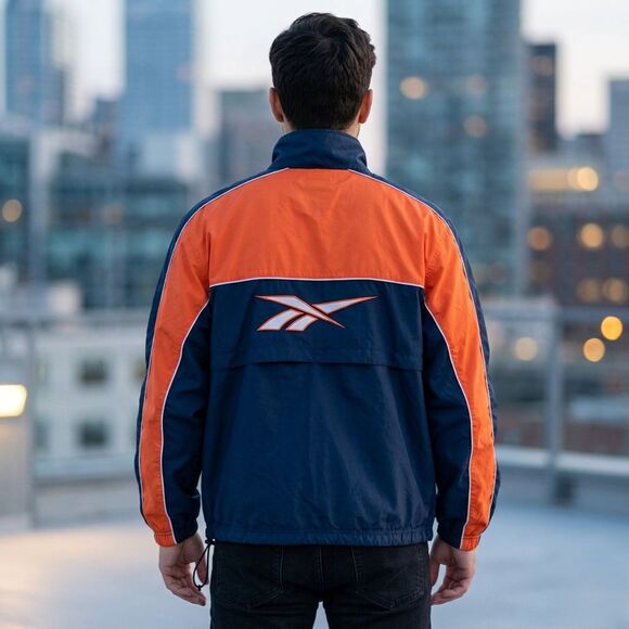 Reebok Other - Vintage Reebok Windbreaker Jacket Mens Size XL Blue Orange Full Zip Vented 90s